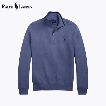 RL Mesh-Strick Baumwoll-Sweater mit Reißverschlusskragen