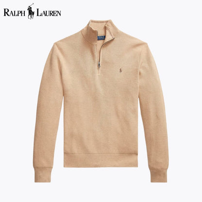 RL Mesh-Strick Baumwoll-Sweater mit Reißverschlusskragen