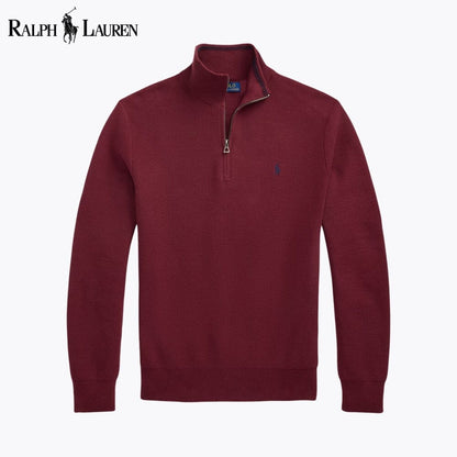 RL Mesh-Strick Baumwoll-Sweater mit Reißverschlusskragen