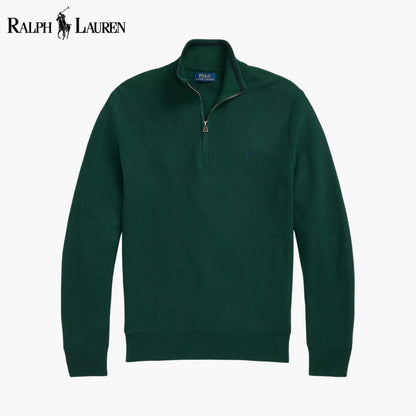 RL Mesh-Strick Baumwoll-Sweater mit Reißverschlusskragen